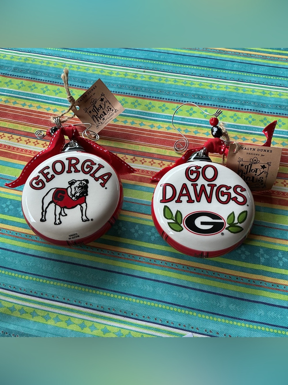 Glory Haus University of Georgia ornaments - set of 2